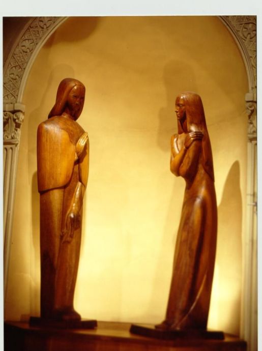 annonciation, bois, sculpture